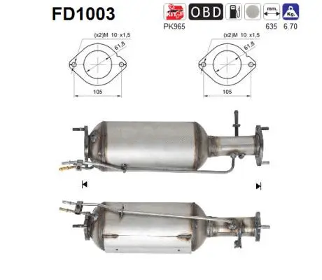 Soot/Particulate Filter, exhaust system (FD1003)