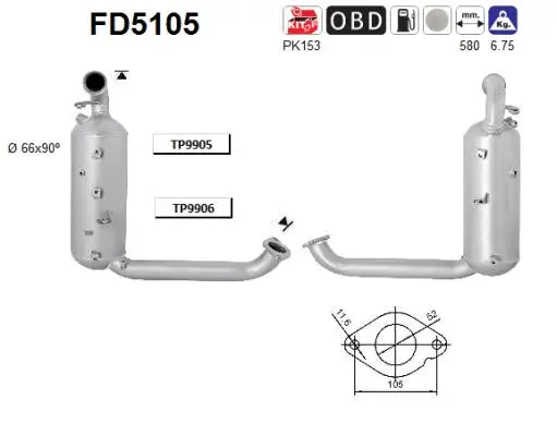 Soot/Particulate Filter, exhaust system (FD5105)