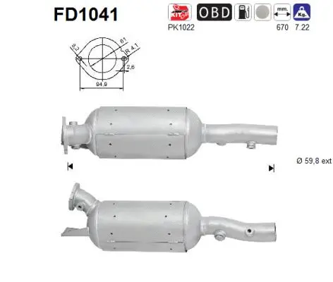 Soot/Particulate Filter, exhaust system (FD1041)