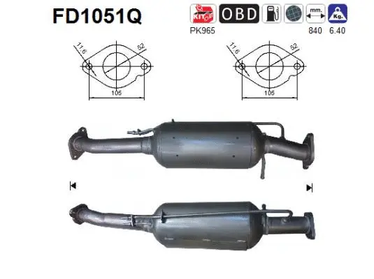 Soot/Particulate Filter, exhaust system (FD1051Q)