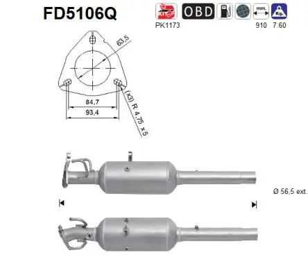 Soot/Particulate Filter, exhaust system (FD5106Q)
