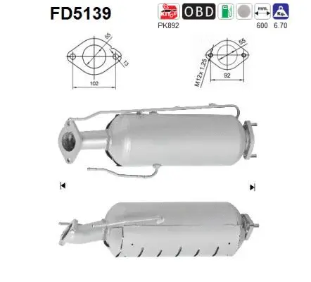 Soot/Particulate Filter, exhaust system (FD5139)