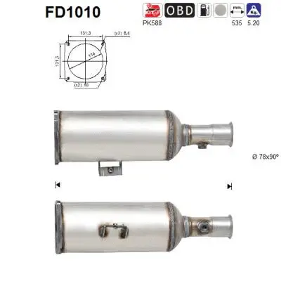 Soot/Particulate Filter, exhaust system (FD1010)