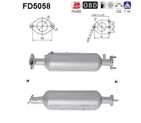 Soot/Particulate Filter, exhaust system (FD5058)