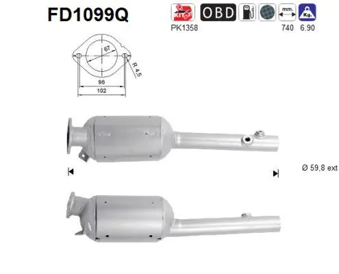 Soot/Particulate Filter, exhaust system (FD1099Q)