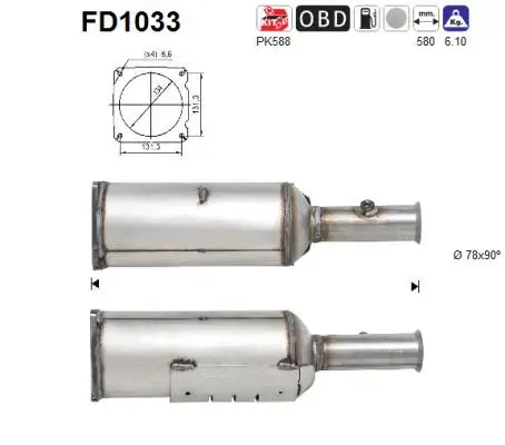 Soot/Particulate Filter, exhaust system (FD1033)