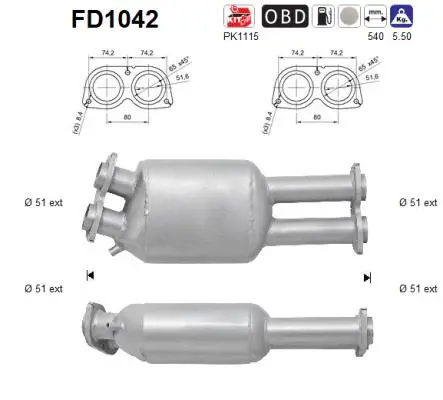 Soot/Particulate Filter, exhaust system (FD1042)