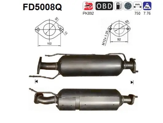Soot/Particulate Filter, exhaust system (FD5008Q)