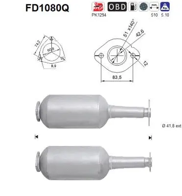 Soot/Particulate Filter, exhaust system (FD1080Q)