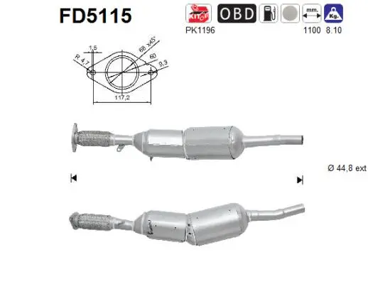 Soot/Particulate Filter, exhaust system (FD5115)