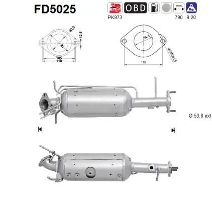 Soot/Particulate Filter, exhaust system (FD5025)