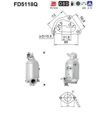 Soot/Particulate Filter, exhaust system (FD5118Q)
