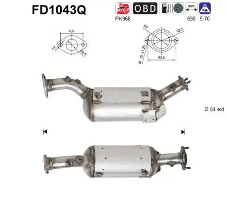 Soot/Particulate Filter, exhaust system (FD1043Q)