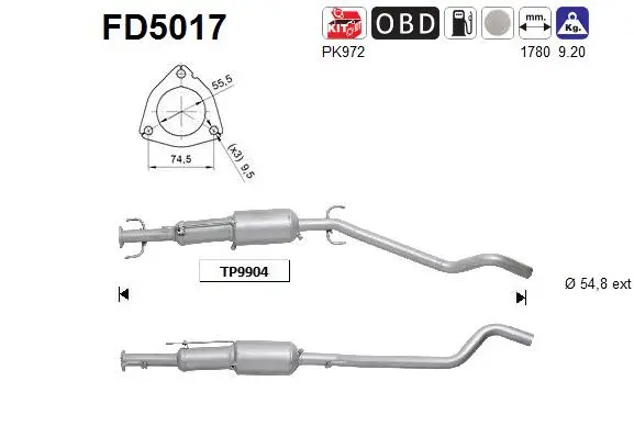 Soot/Particulate Filter, exhaust system (FD5017)