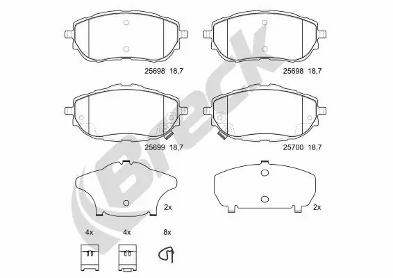 Brake Pad Set, disc brake (25698 00 701 00)