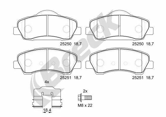 Brake Pad Set, disc brake (25250 00 701 00)