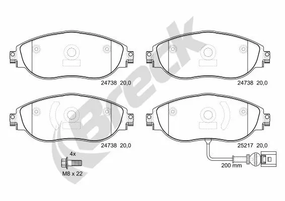 Brake Pad Set, disc brake (24738 00 551 00)
