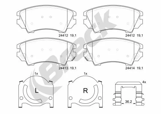 Brake Pad Set, disc brake (24412 00 701 10)
