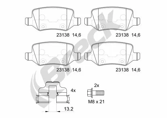 Brake Pad Set, disc brake (23138 00 704 00)