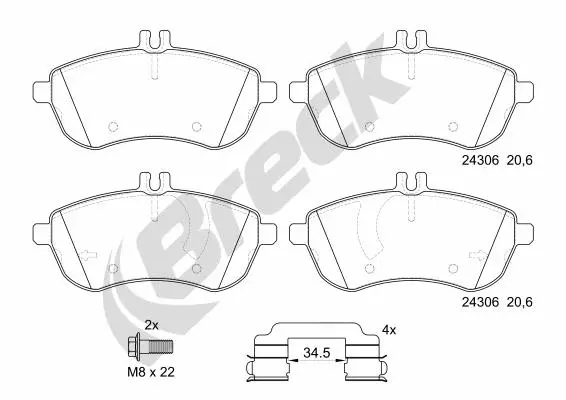 Brake Pad Set, disc brake (24306 00 701 00)