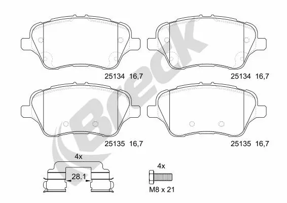 Brake Pad Set, disc brake (25134 00 701 00)