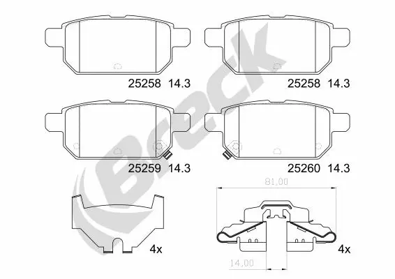 Brake Pad Set, disc brake (25258 00 704 00)