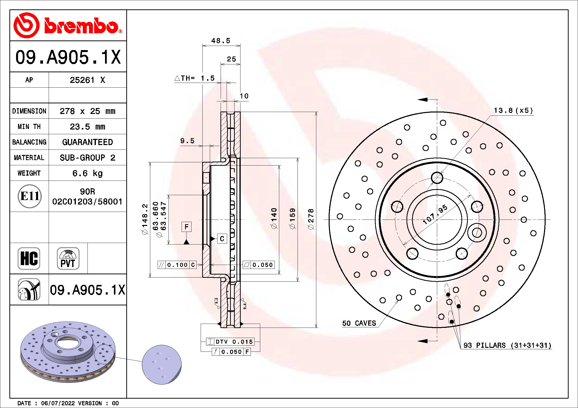 Brake Disc (25261 X)
