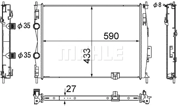 Radiator, engine cooling (CR 1074 000S)