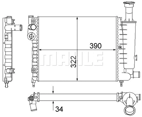 Radiator, engine cooling (CR 491 000S)