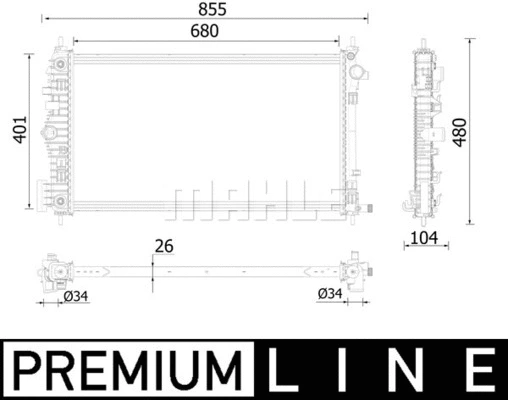Radiator, engine cooling (CR 2225 000P)