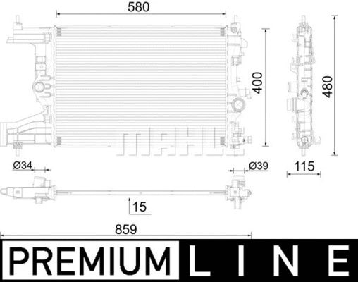 Radiator, engine cooling (CR 2595 000P)