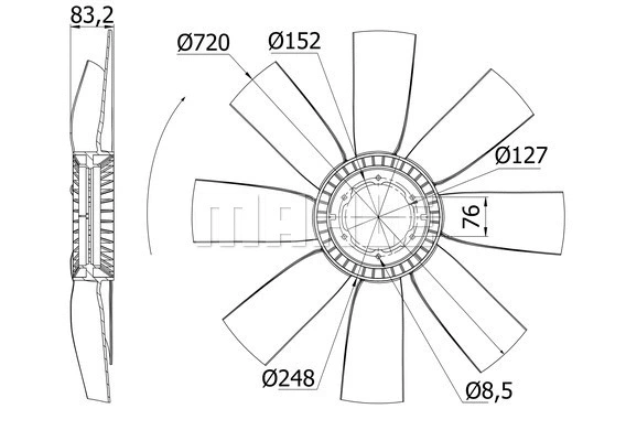 Fan Wheel, engine cooling (CFW 12 000S)