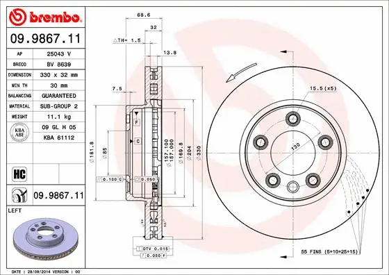 Brake Disc (BV 8639)