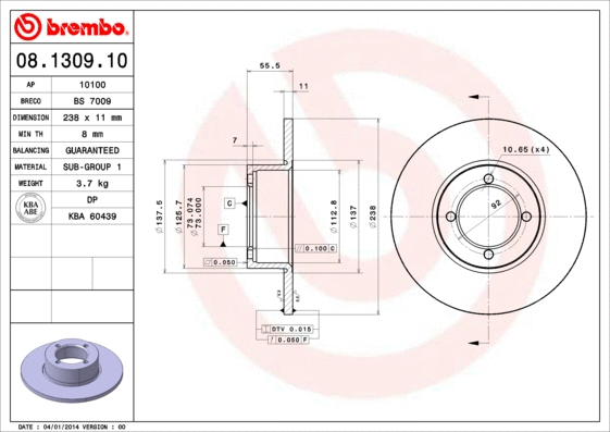 Brake Disc (BS 7009)