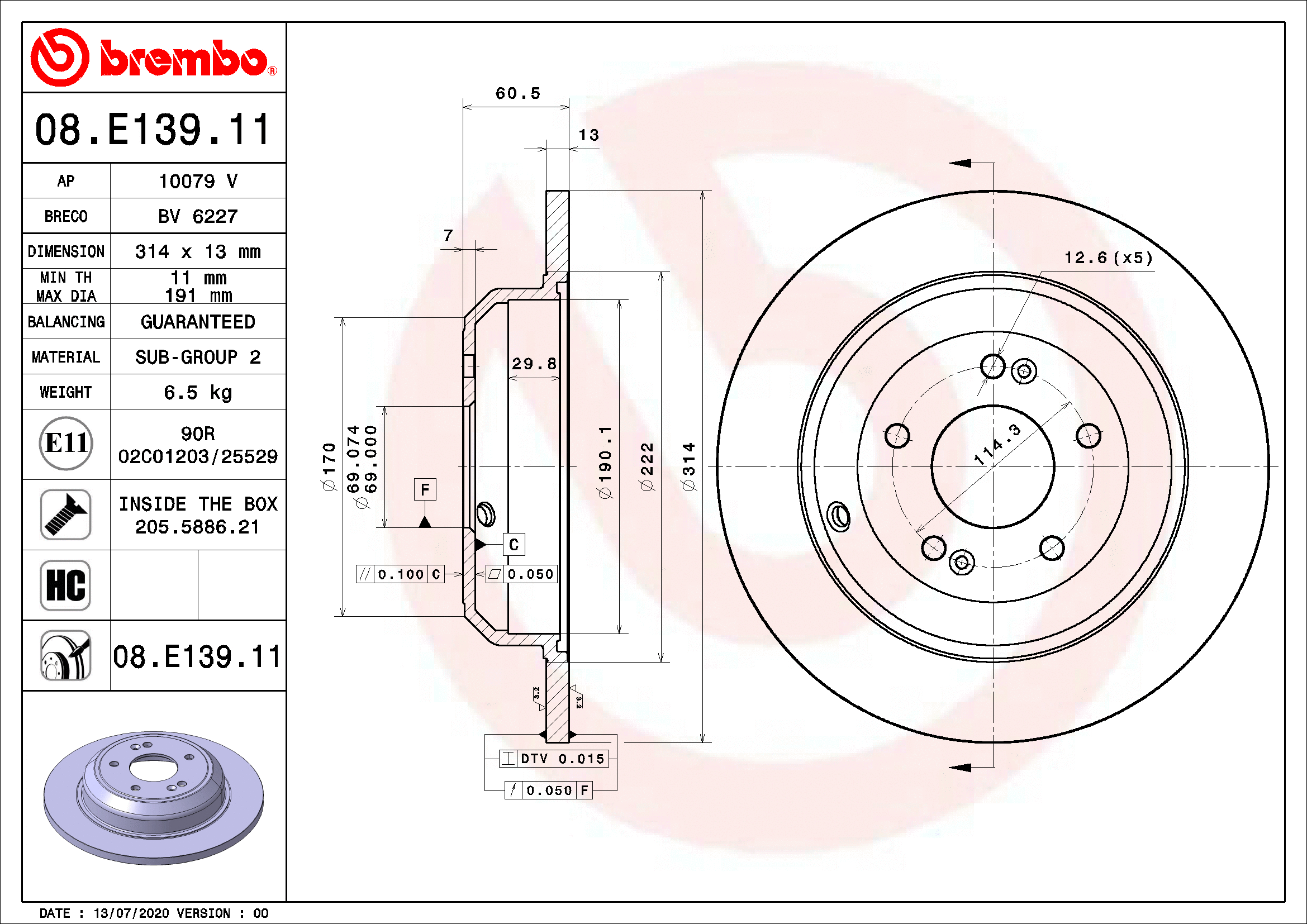 Brake Disc (BV 6227)