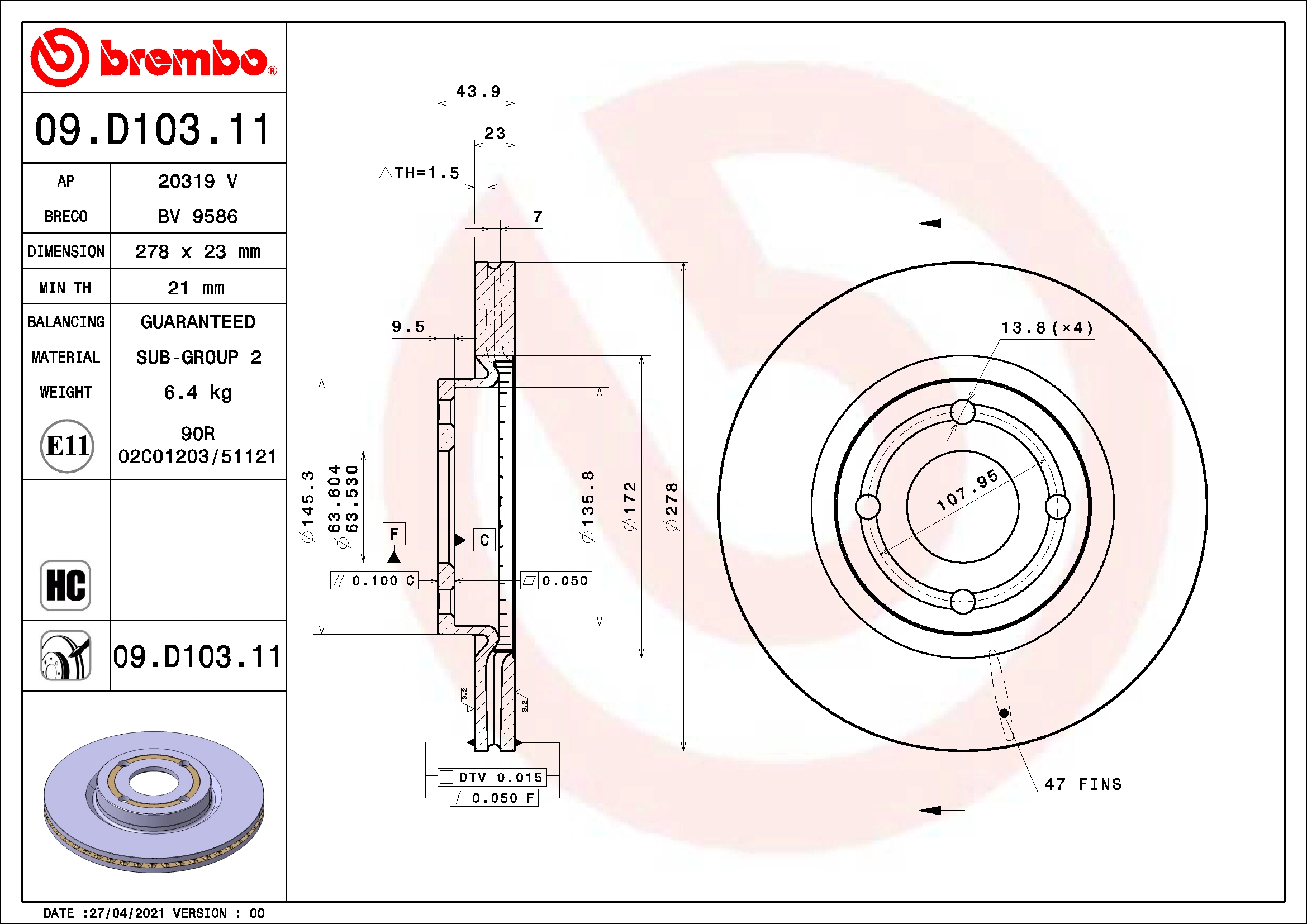 Brake Disc (BV 9586)