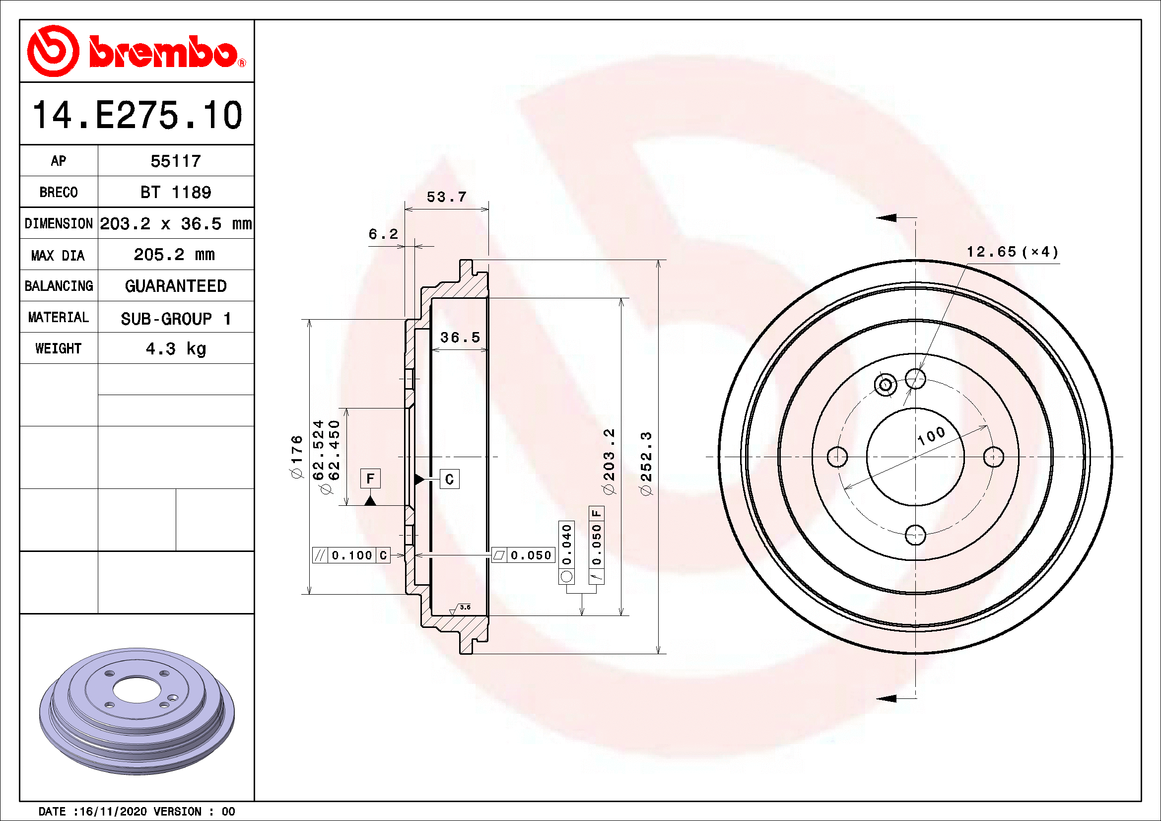 Brake Drum (BT 1189)