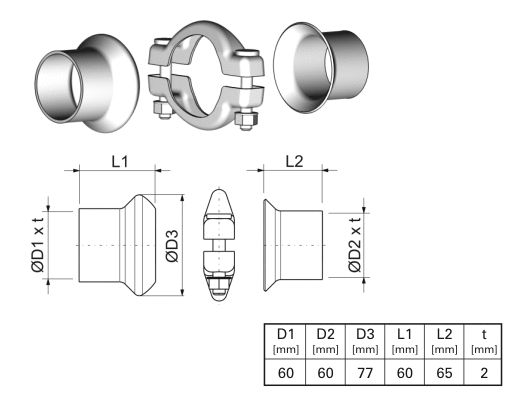 Repair Kit, exhaust pipe (463041)