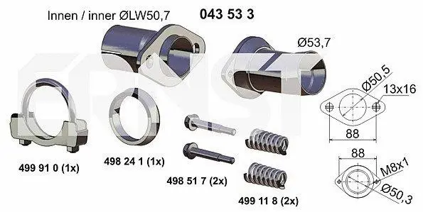 Repair Kit, exhaust pipe (043533)