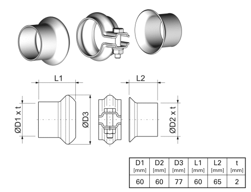 Repair Kit, exhaust pipe (463096)