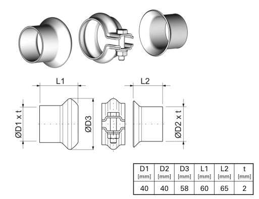 Repair Kit, exhaust pipe (463058)