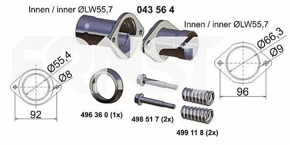Repair Kit, exhaust pipe (043564)