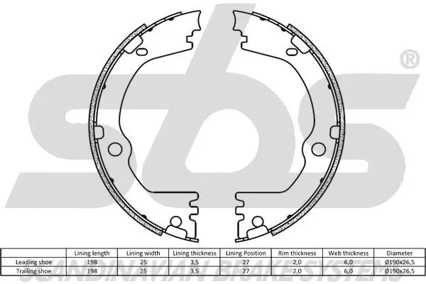 Brake Shoe Set, parking brake