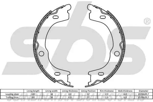 Brake Shoe Set, parking brake