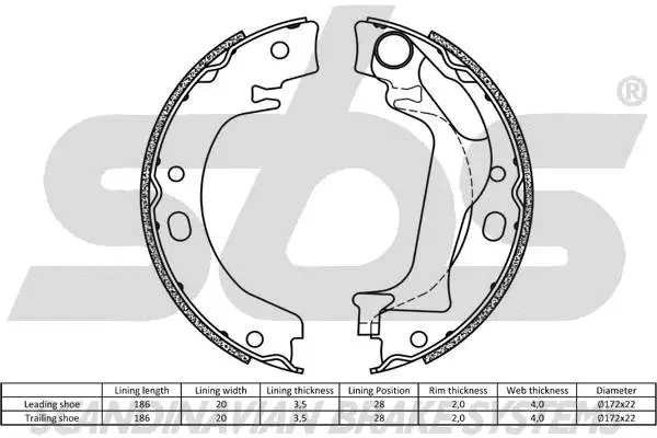 Brake Shoe Set, parking brake