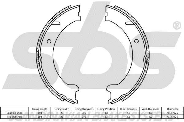 Brake Shoe Set, parking brake