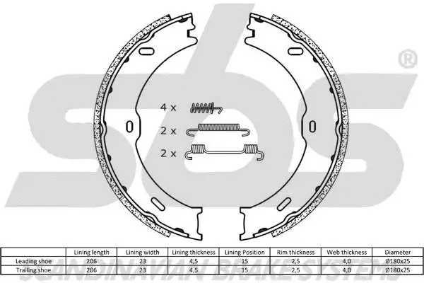 Brake Shoe Set, parking brake