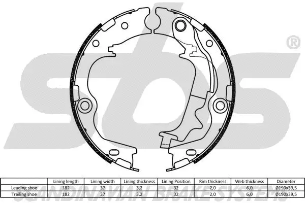 Brake Shoe Set, parking brake