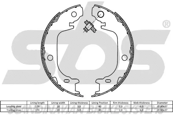 Brake Shoe Set, parking brake