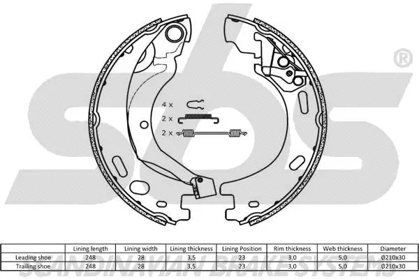 Brake Shoe Set, parking brake